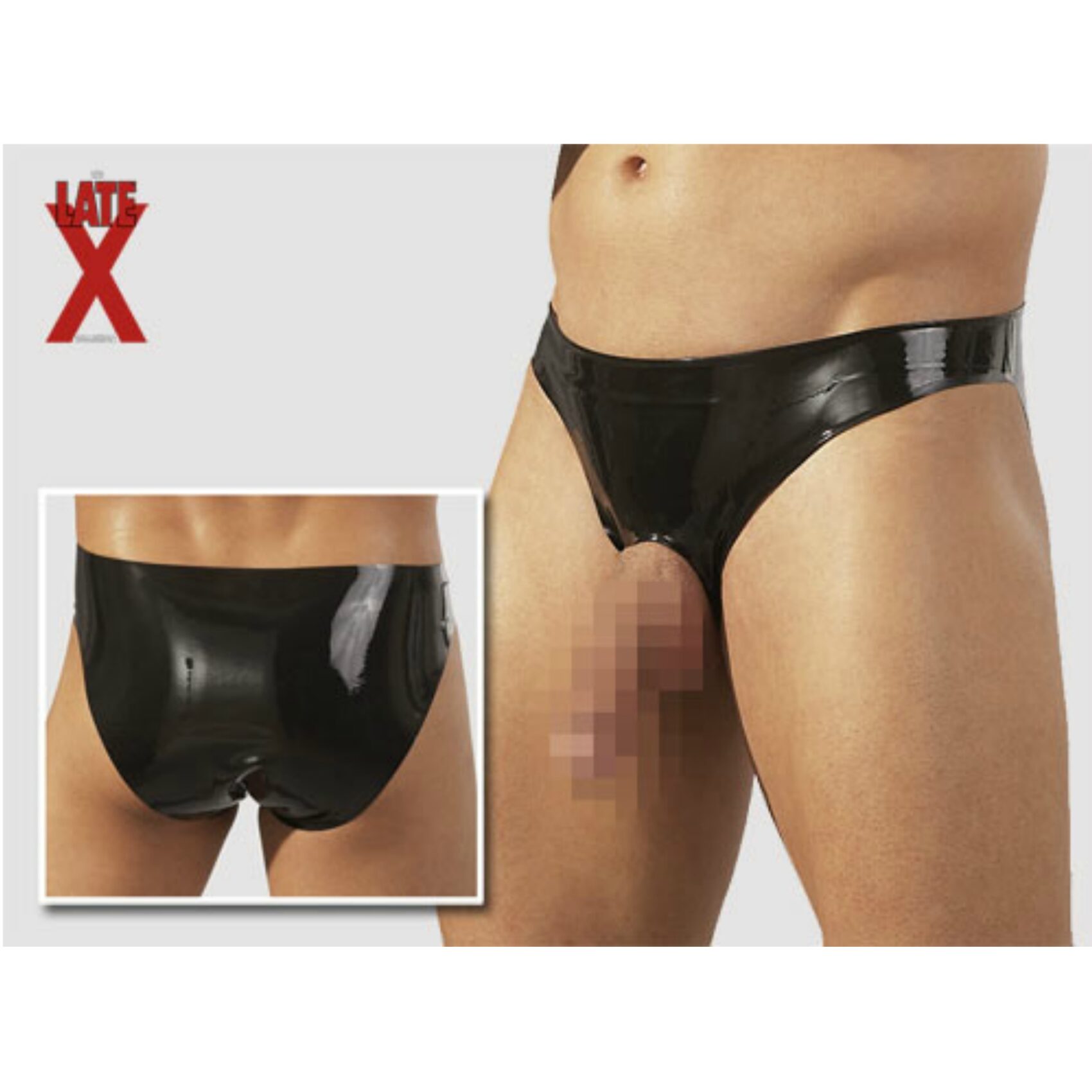 Latex herretrusse med åbning