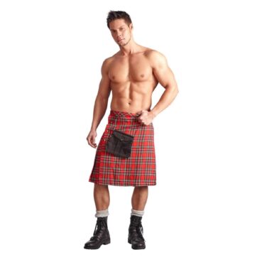 Skotsk Highlander Kilt i Rød og Hvid