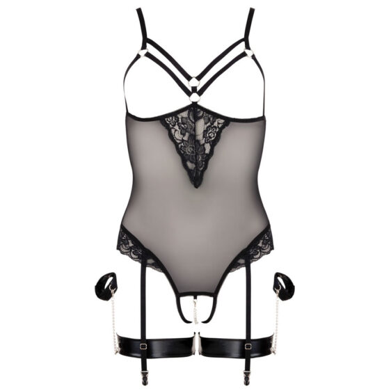 Bondage Body med Strømpeholdere og Håndlænker