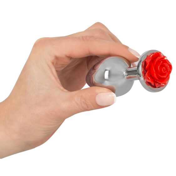 Aluminium Anal Plug med Rose i Bunden