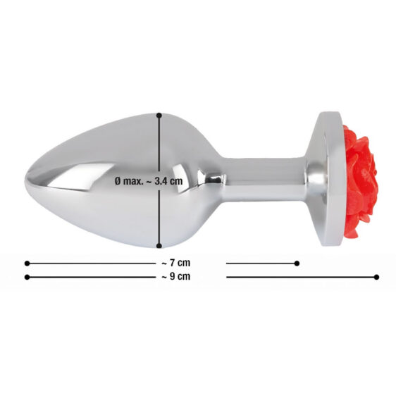 Aluminium Anal Plug med Rose i Bunden