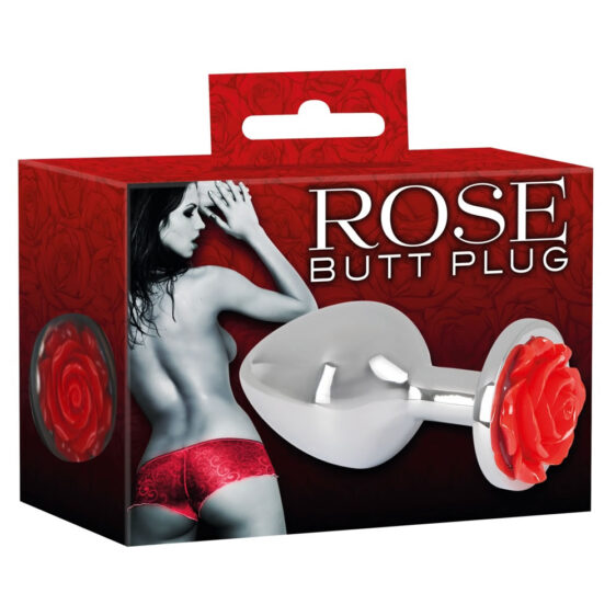 Aluminium Anal Plug med Rose i Bunden