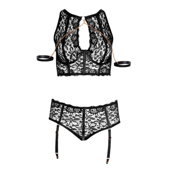 Blondelingeri med Bralette og Trusser med Strømpeholdere