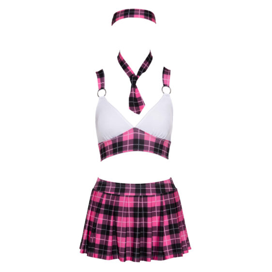 Skolepige kostume i Pink med Skotsktern