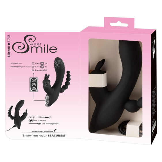 Sweet Smile G-punkt rabbit vibrator Triple med Anal Kæde
