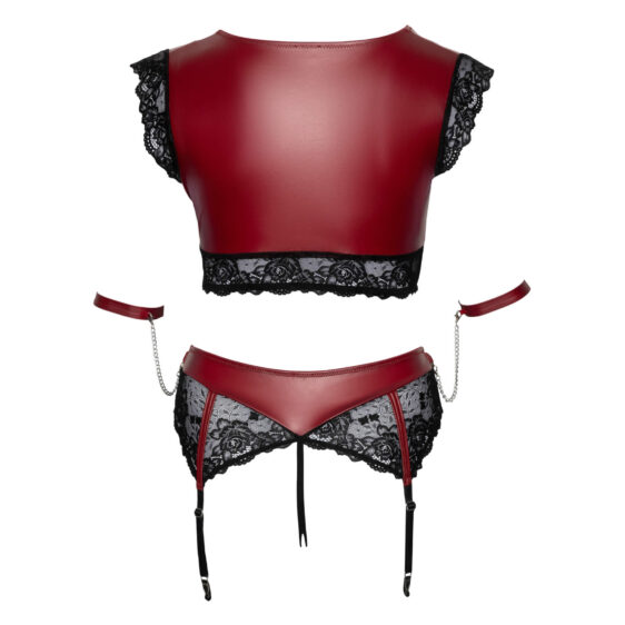 Wetlook og Blonde Lingeri i Rød med Håndlænker