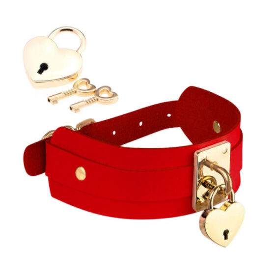 KD Heart Lock and Key Collar RødGuld