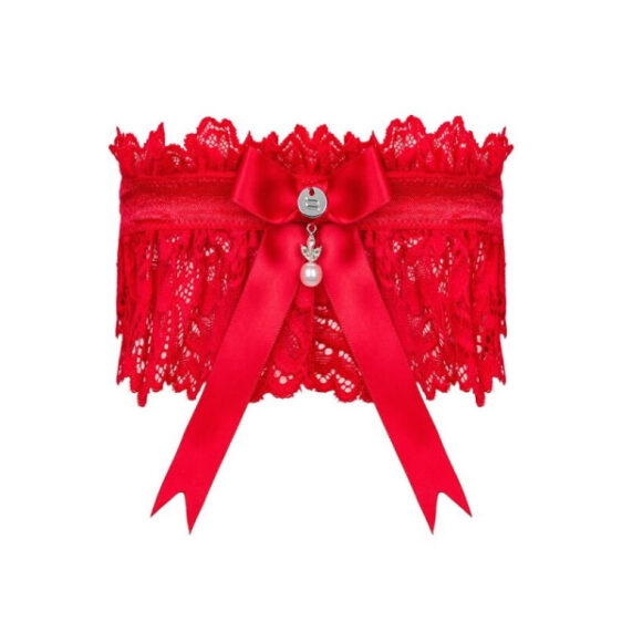 Amor Cherris Strømpebånd i Røde Blonder