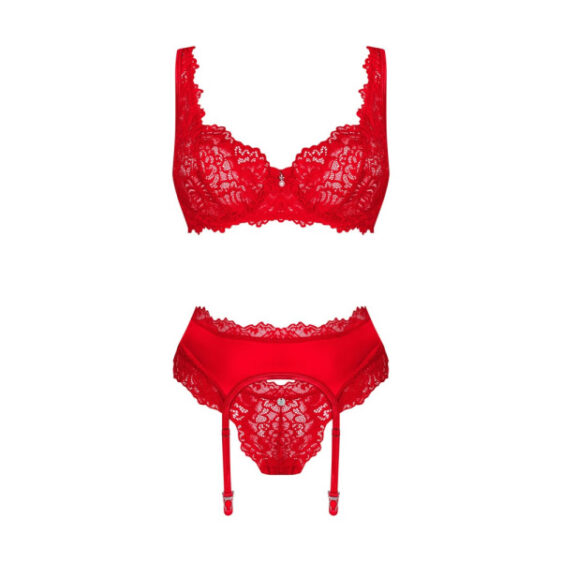 Obsessive Amor Cherris Lingeri Sæt i Røde Blonder