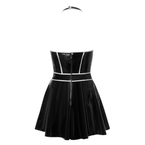 Vinyl Kjole med Sølvfarvede Striber