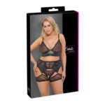 Sort Plus Size Blonde og Wetlook Lingeri Sæt