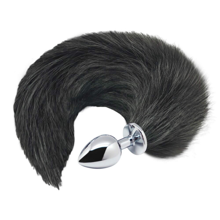 Alive Black og White Fox Tail Anal Plug