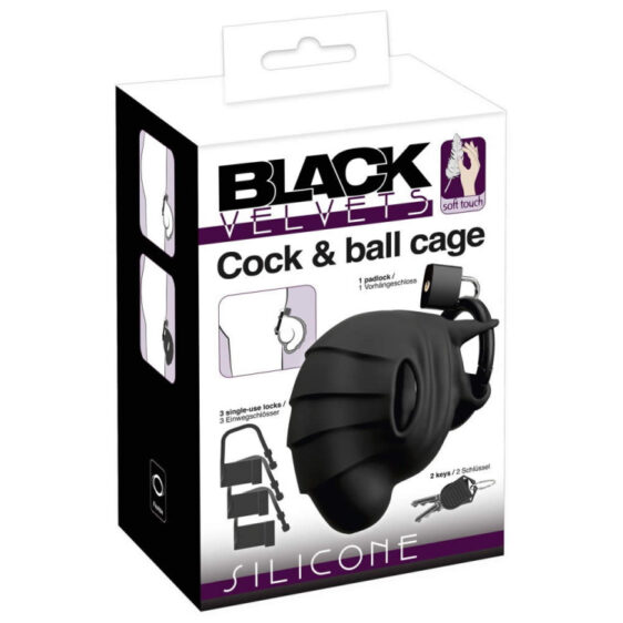 Black Velvets Silikone Cock & Ball Chastity Cage