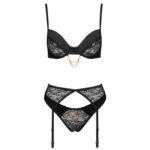 Blonde og Sating Lingeri Sæt med BH, Trusser og Hofteholder 3 Blonde og Sating Lingeri Sæt med BH, Trusser og Hofteholder