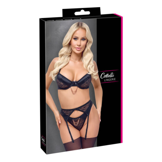 Blonde og Sating Lingeri Sæt med BH, Trusser og Hofteholder