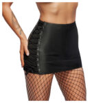 Læder Nederdel med Snører på Siderne Læder Nederdel med Snører på Siderne