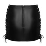 Læder Nederdel med Snører på Siderne 7 Læder Nederdel med Snører på Siderne