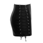 Læder Nederdel med Snører på Siderne 8 Læder Nederdel med Snører på Siderne