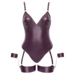 Lilla Plus Size Wetlook Body med Strømpebånd og Håndjern