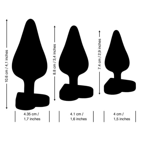Luster Anal Plug Træningssæt med 3 stk i Metallisk Look
