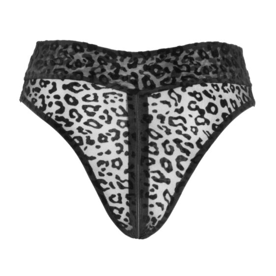 Noir Leopard Look Høj Taljet Trusse i Let Transparent