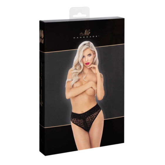Noir Leopard Look Høj Taljet Trusse i Let Transparent