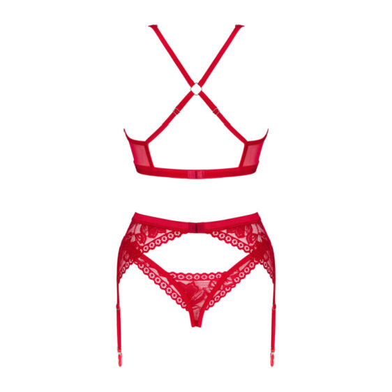 Obsessive LaceLove Lingeri Sæt med BH, Trusser og Hofteholder