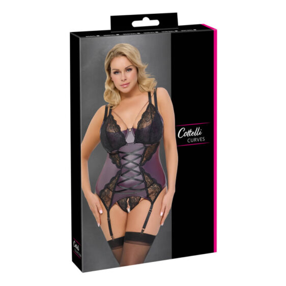 Plus Size Blonde og Wetlook Bustier med Åbne Trusser