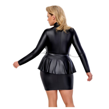 Plus Size Wetlook Kjole med Peplum og Håndjern