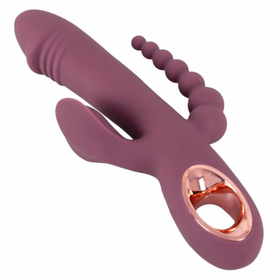 Slim Triple Plum Vibrator med Klitoris Stimulator og Anal Kæde
