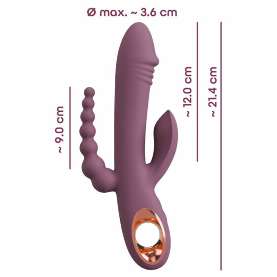 Slim Triple Plum Vibrator med Klitoris Stimulator og Anal Kæde