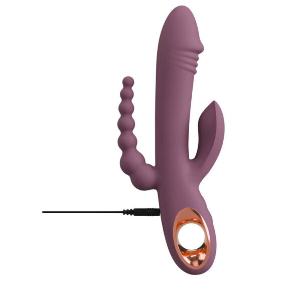 Slim Triple Plum Vibrator med Klitoris Stimulator og Anal Kæde