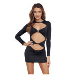 Sort Kjole med Draperede Front Cut-outs