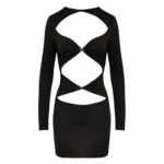 Sort Kjole med Draperede Front Cut-outs