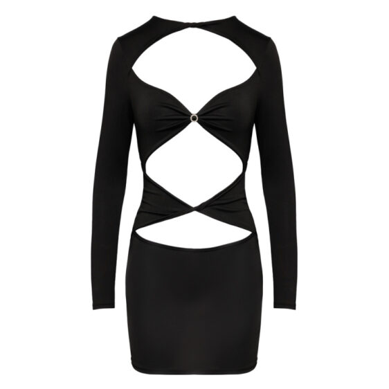 Sort Kjole med Draperede Front Cut-outs