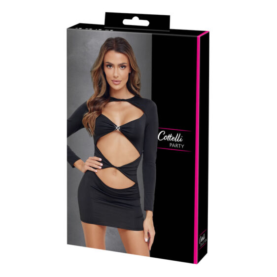 Sort Kjole med Draperede Front Cut-outs