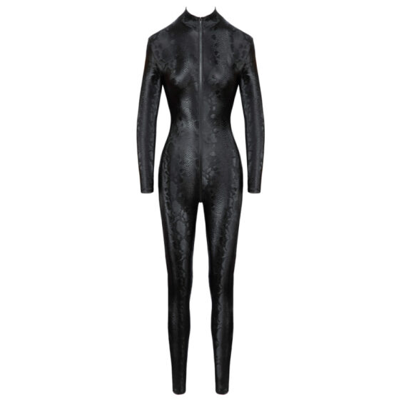 Wetlook Catsuit med Slangeskinds Look i Sort