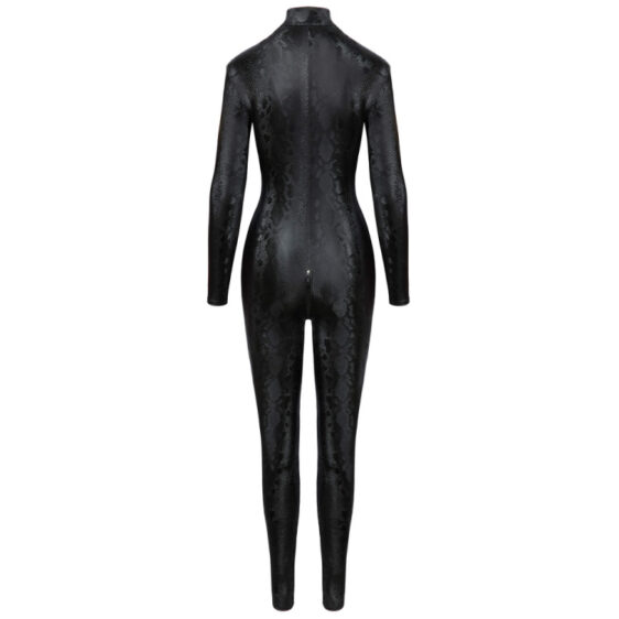 Wetlook Catsuit med Slangeskinds Look i Sort