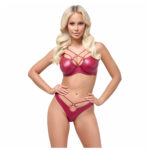 BH Sæt i Rød Wetlook med Stringdetaljer
