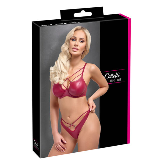 BH Sæt i Rød Wetlook med Stringdetaljer