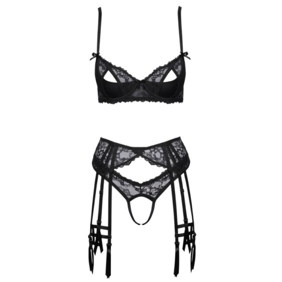 Blonde Lingeri Sæt med BH, Trusser og Hofteholder med Flotte Detaljer