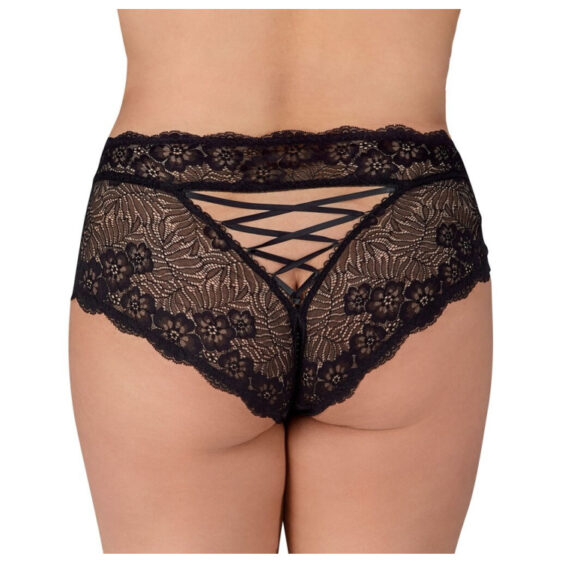 Plus Size Perle Trusser i Sorte Blonder - Bundløs