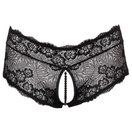 Plus Size Perle Trusser i Sorte Blonder - Bundløs