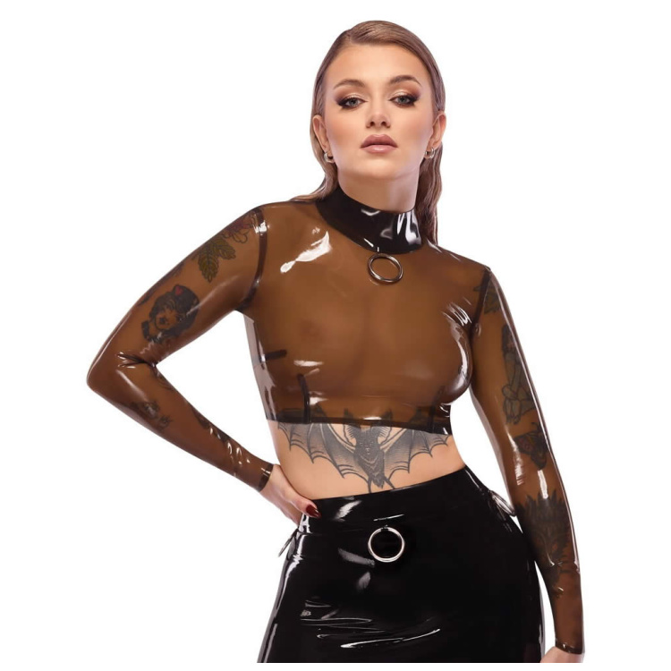 Smoky Transparent Latex Crop Top