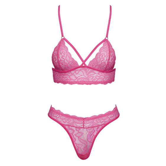 Fantasy Blonde Bralette og Trusse Sæt i Pink